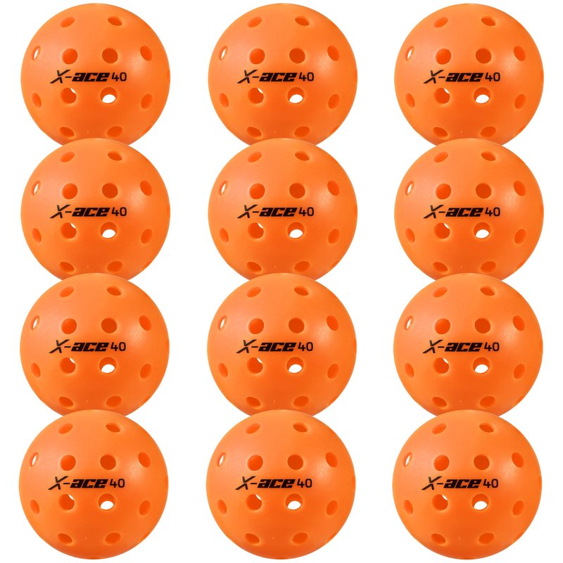 AMA SPORT Outdoor Pickleball Balls 40 Holes Durable Pickle Balls High Visibility and Bounce Practice Pickle Ball for All Style Pickleball Paddles & All Court (Orange 12 Pack)