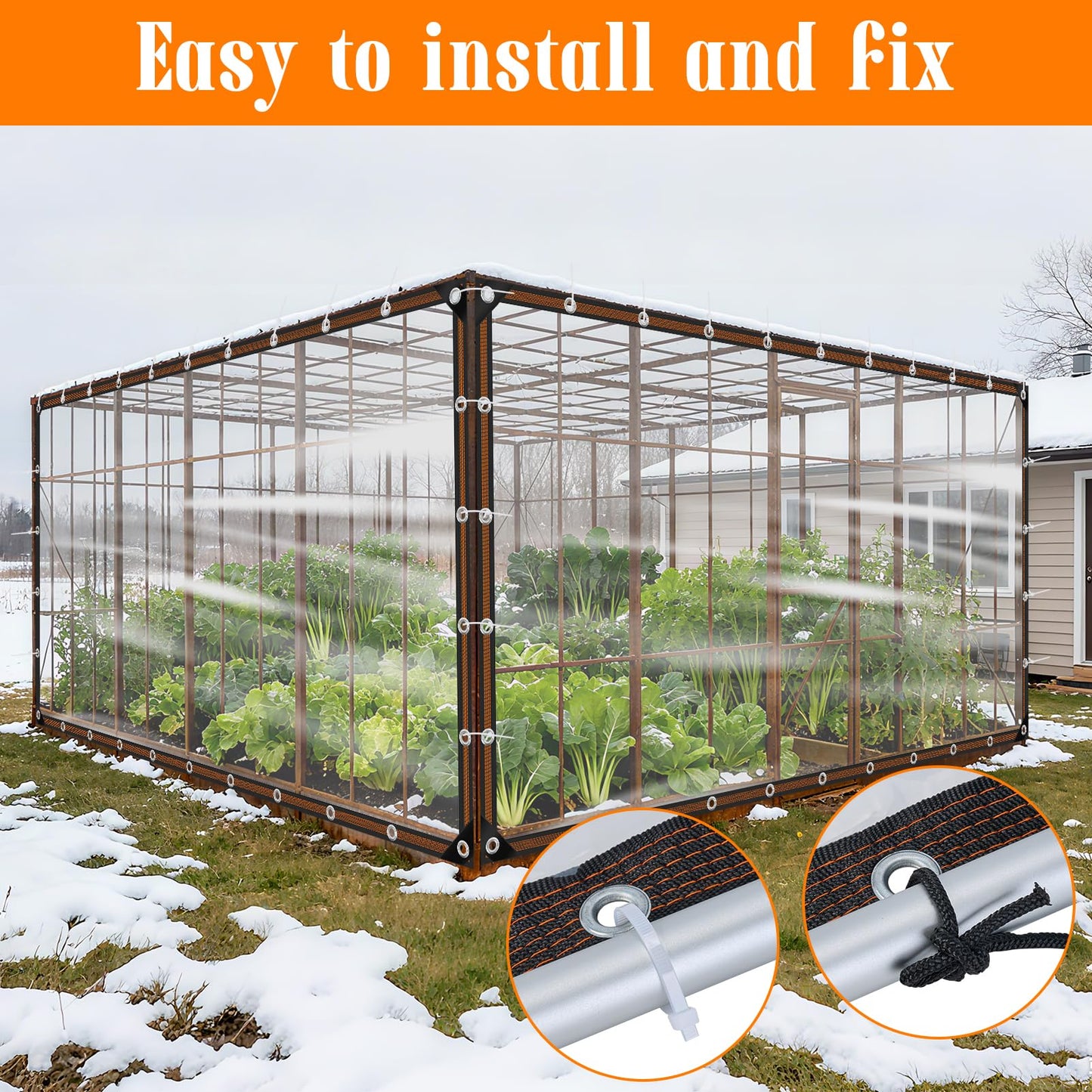 4x6ft Clear Waterproof Tarps Heavy Duty Transparent Tarpaulins Clear Vinyl Tarps with Grommet, Outdoor Transparent Cover for Greenhouse, Patio, Porches, Tent, Chicken Coop