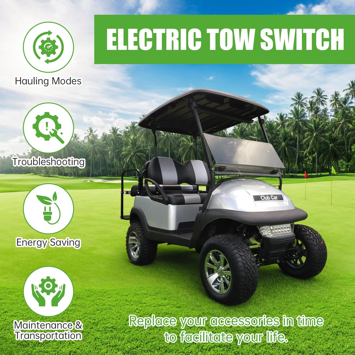 10L0L Golf Cart Tow Switch for Club Car Precedent (2004+) Electric Tow/Run Switch, Replacement Part 102511101