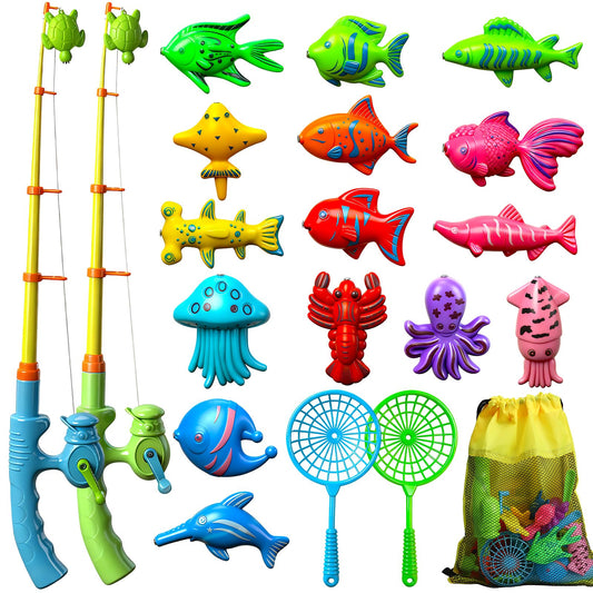 TOY Life Magnetic Fishing Game, 19 Pc, 2 Poles and 15 Fish, Ages 3-5