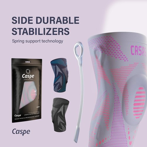 Caspe 1 Pack Compression Knee Brace for Women & Men – Pain Relief Support with Patella Gel Pads & Side Stabilizers – Knee Sleeve for Running, Workout & Arthritis (Pink, Large)