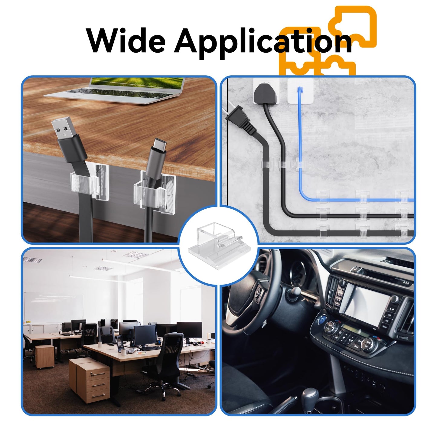 CableGeeker 120Pcs Cable Clips, Electrical Cord Management Adhesive Wire Clips Wall Cord Organizer, Used for Cars/Offices/Homes (Transparent)