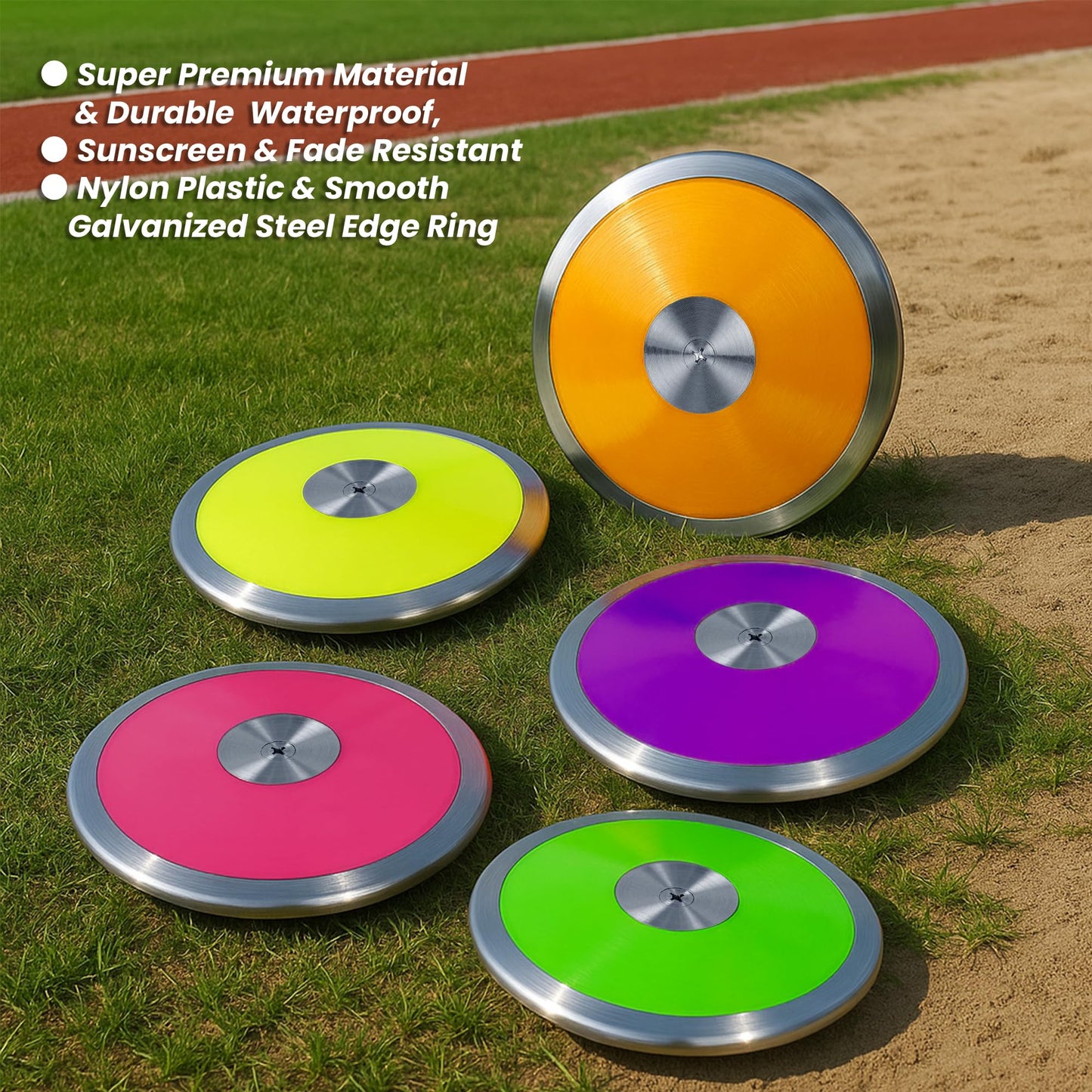 1 kg Sports Training Discus 2 Pcs for Girls Boys School Track and Field, 1kg Nylon Discus with Steel Rim and Center, Men Women Discuses Outdoor Practice Throwing (Green)