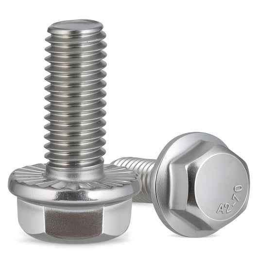 Krysay 48Pcs M6-1.0 x 16mm Flanged Hex Head Bolts,External Flange Hex Drive Screws,304 Stainless Steel 18-8 Fully Threaded