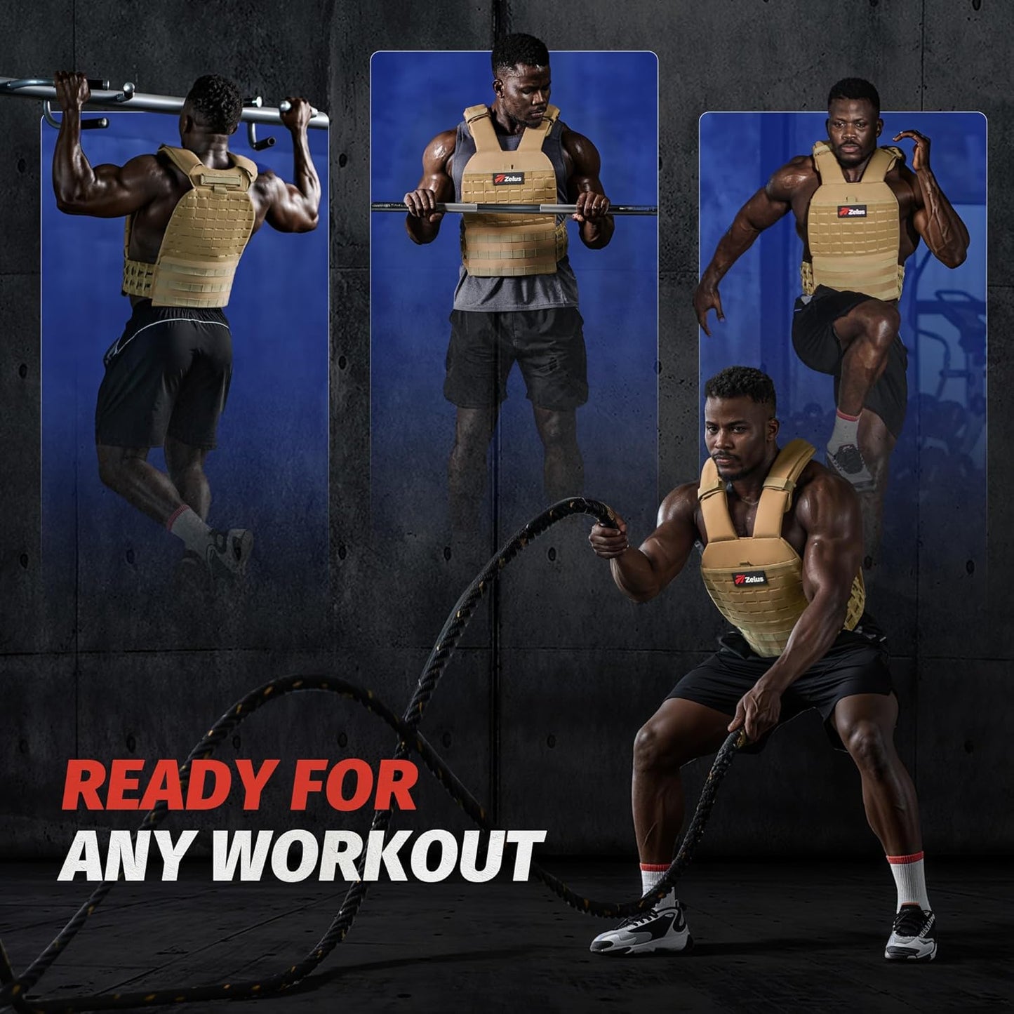 ZELUS Weighted Plate Carrier Vest - Adjustable Tactical Vest for Strength Training | Holds Up to 65lb