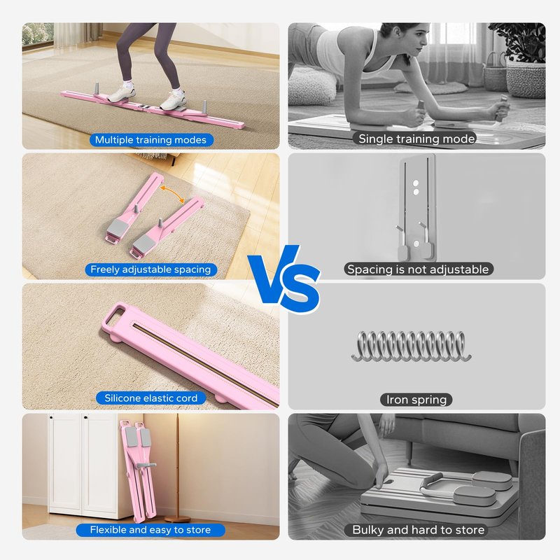 MERACH Pilates Board, Multifunctional Abdominal Plate, Detachable Ab Trainer Machine with Anti-Slip and Quiet Design, Portable Pilates Reformer for Core Workouts, Home Gym Equipment for Women (Rose)