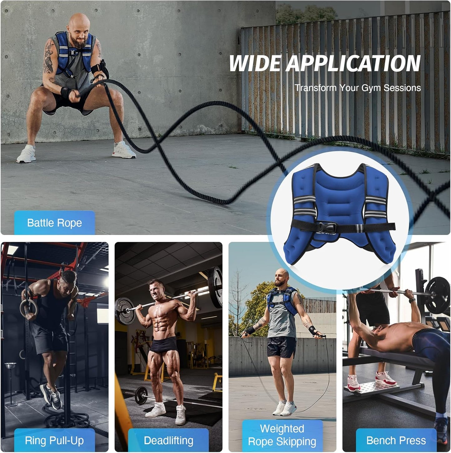 ZELUS Weighted Vest - Adjustable 6lb to 30lb | Reflective Stripe for Enhanced Workout Performance