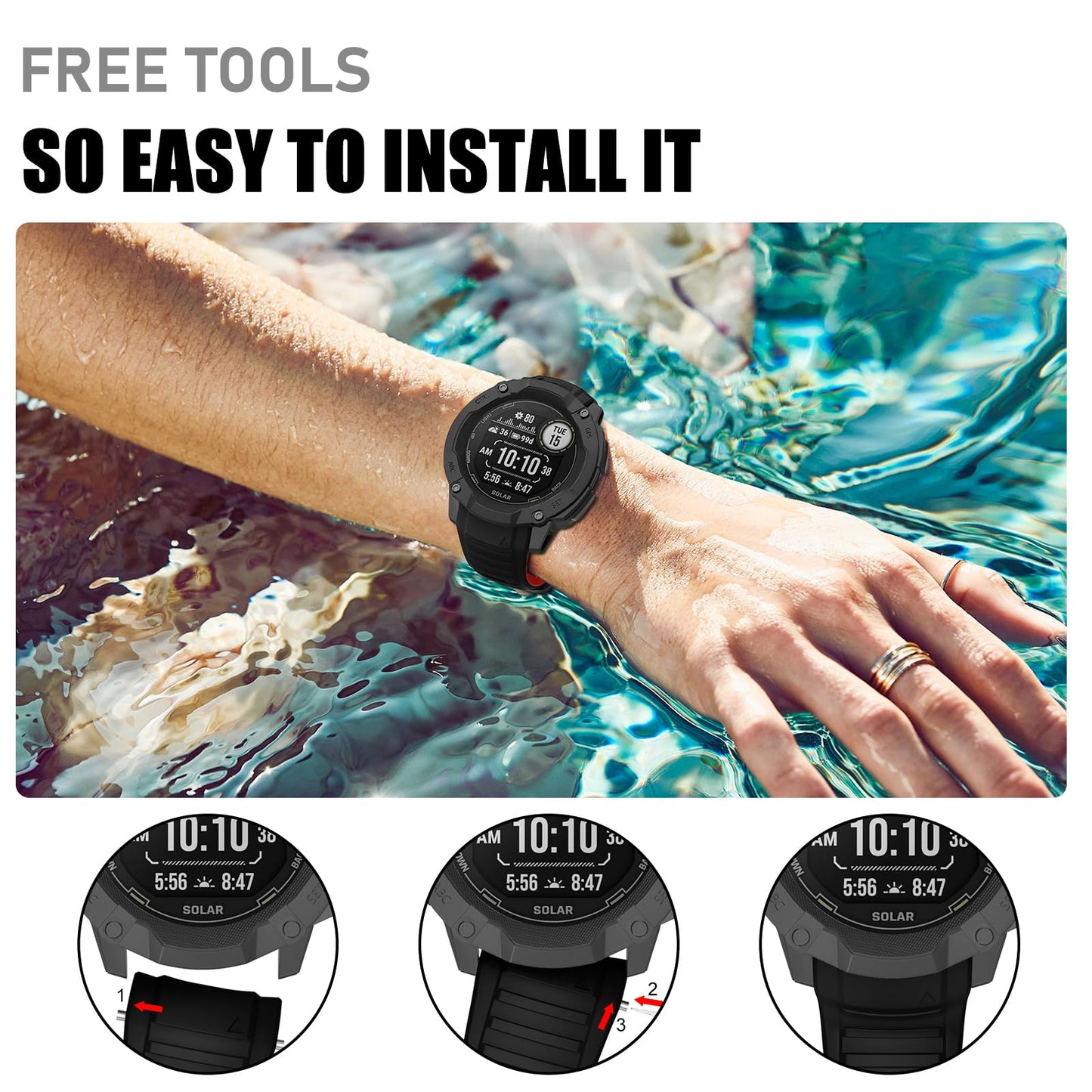 OVERSTEP for Garmin Instinct 2X Band, Soft Silicone Replacement Watch Strap Compatible with Garmin Instinct 2X Solar, Tactical GPS Smartwatch