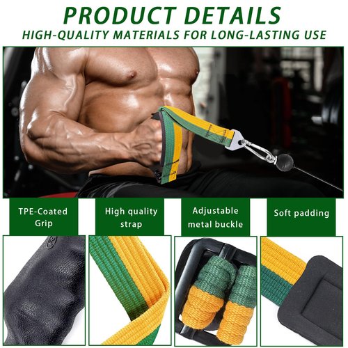 Arm Wrestling Training Handle for Cable Machines Ergonomic TPE Grip with Finger Grooves Stainless Steel Triangle Ring Premium Pulley Attachment for Biceps, Forearms and Wrist Workouts (Right Hand)