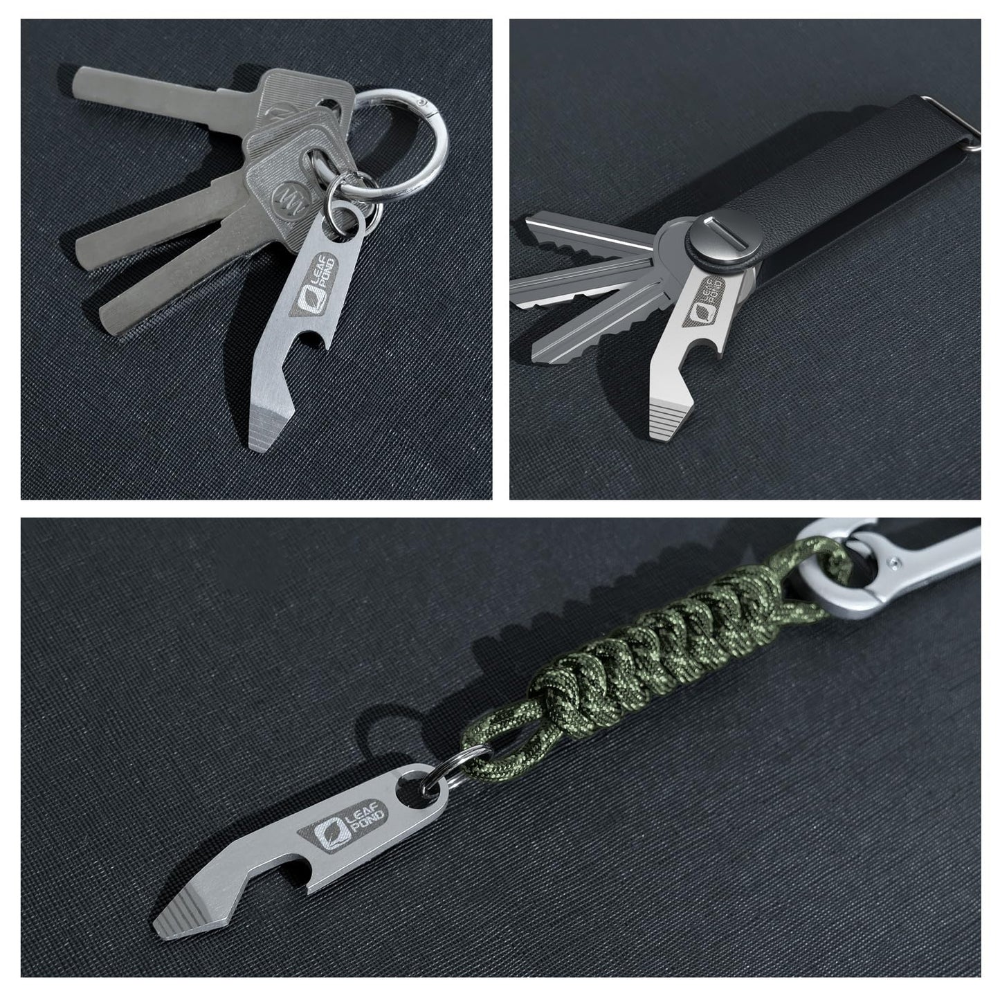 LEAF POND 3-Pack Bottle Opener Keychain, EDC Pry Bar, Flathead Screwdriver Tip, Beer Opener Key Chain, Keychain Pry Bar, EDC Bottle Opener, Portable Key Tool, Stainless Steel Can Opener Keychain