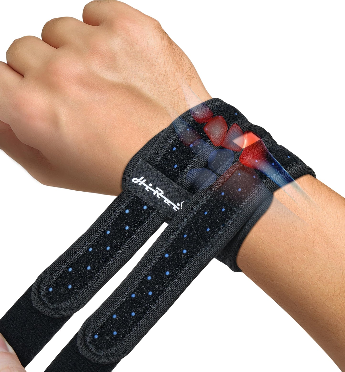 HiRui Wrist Brace for TFCC Tears, Adjustable Wristband Wrist Wraps Support for Fitness Weightlifting Tennis Tendonitis Carpal Tunnel Arthritis Pain Relief, One Size Adjustable (Black, 2 Pack)