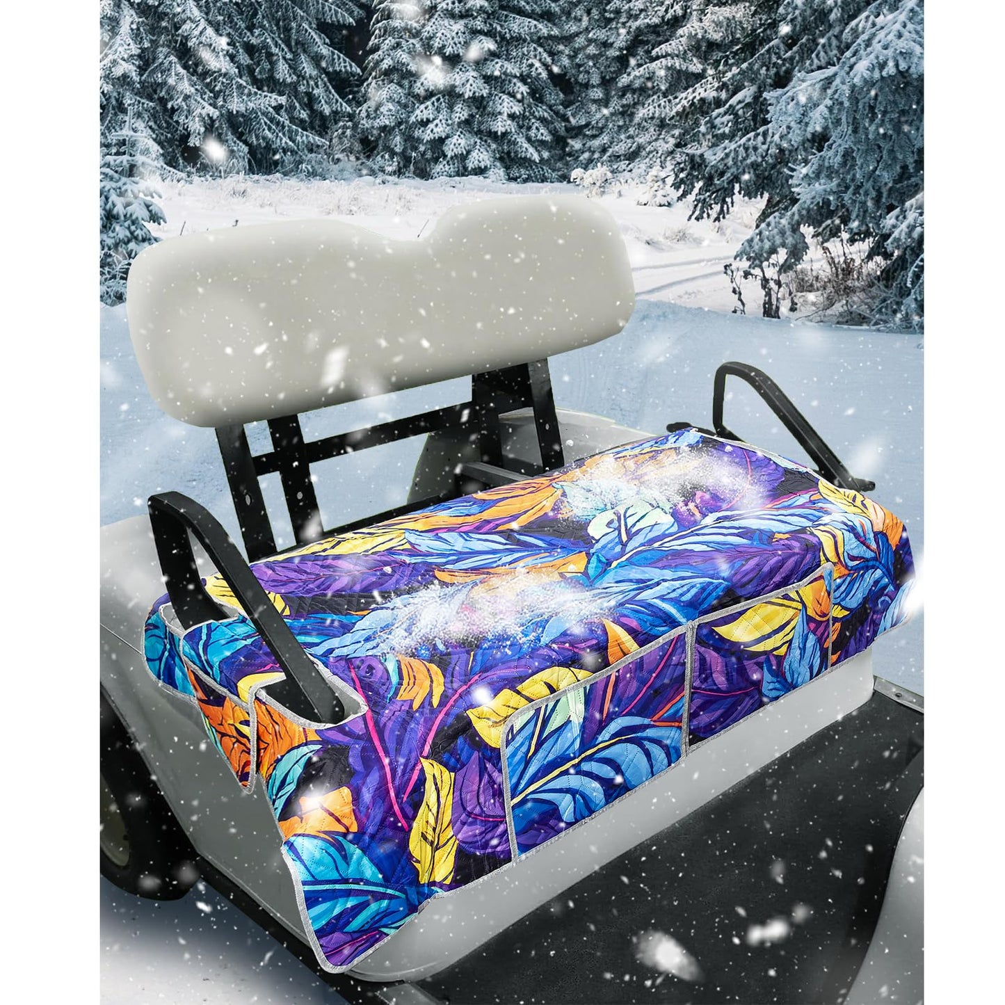Golf Cart Seat Covers,Nonskid Bottom Golf Cart Seat Towel Blanket with 2 Front Pockets,Short Plush Surface, Soft and Comfortable,Fits for EZGO, Yamaha, Club Car and More 2 Person Seats Golf Carts