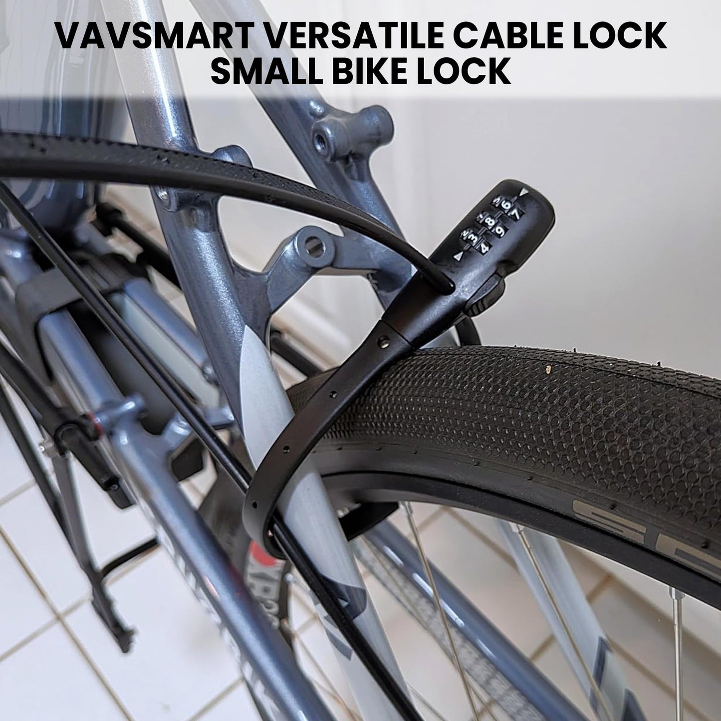 VAVSMART Zip Tie Lock, Adjustable Cable Lock with Combination - Cafe Quick Combo Lock Security for Kids Bike Wheel/Frame, Bicycle, Stroller, Ski, Motorcycle Helmet, Cabinet (1 Pack)