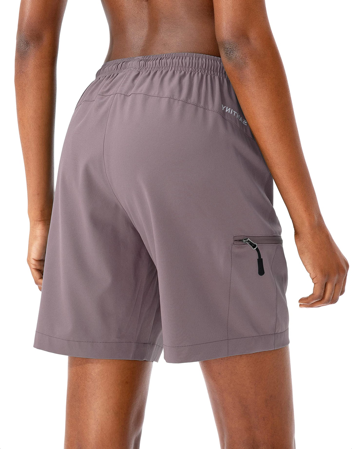 SANTINY Women's 5''/ 7''/9'' Hiking Cargo Shorts Quick Dry Lightweight Summer Shorts for Women Athletic Golf Zipper Pockets(Dusty Purple_3XL)