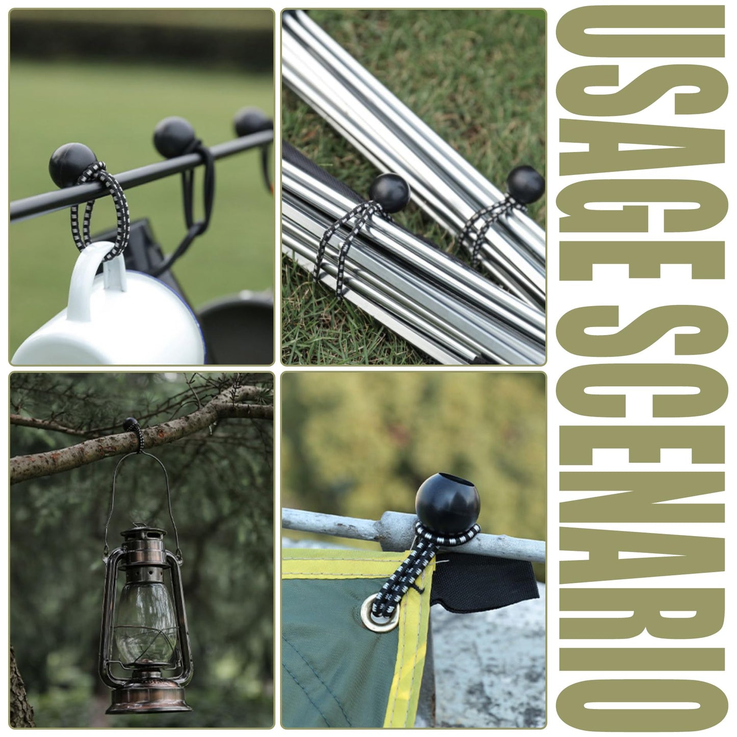 30 Pack Ball Bungee Cord, 6 Inch Heavy Duty Bungie Cord Balls Canopy Tarp Tie Down Bungee Balls for Camping, Tents, Cargo,Holding Wire and Hoses, Patio Umbrellas, Awning (White)