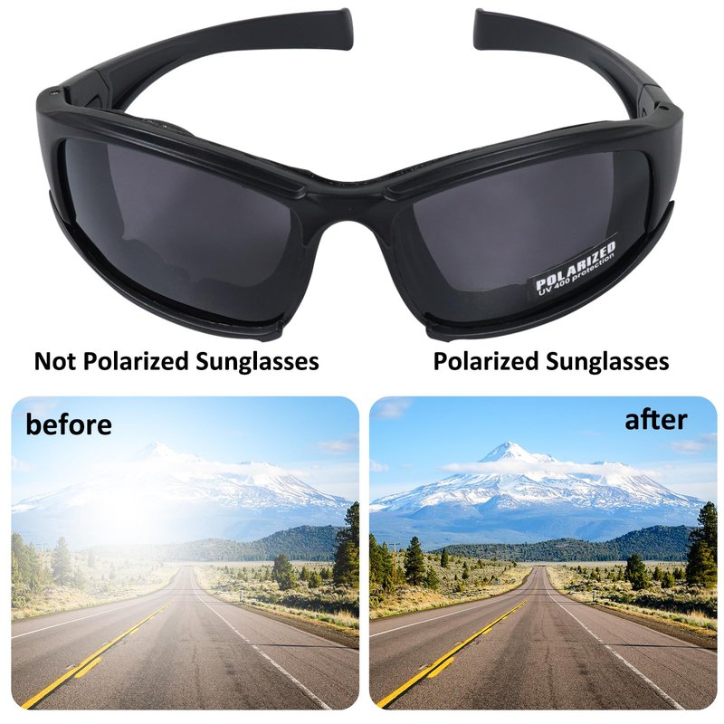 Unifizz X7 Army Sunglasses Military Tactical Goggles Polarized Lens Glasses Unisex Black with 4 Lens kit For Training