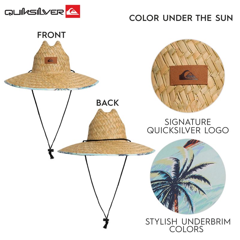 Quiksilver Men's Wide Brim Outdoor Lifeguard Straw Sun Hat, Aqua, Large/X-Large