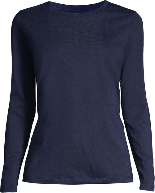 Lands' End Supima Cotton Long Sleeve Crew Neck T-Shirt - Women's Relaxed Fit, American-Grown