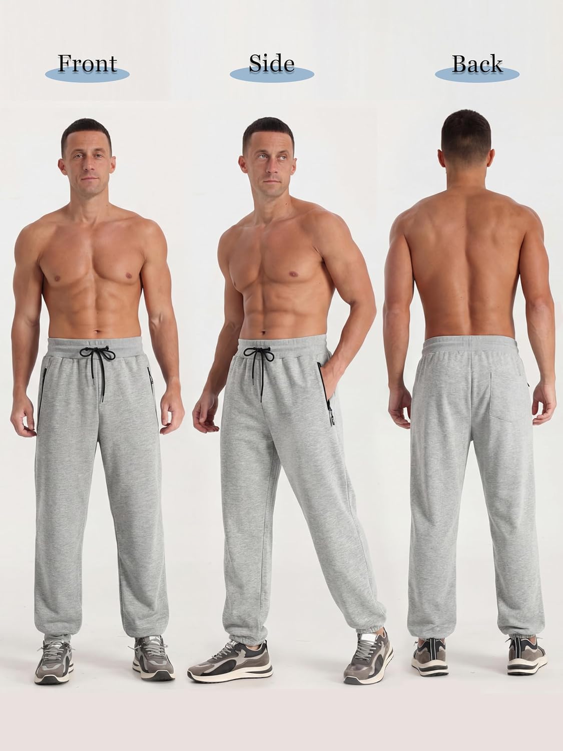 Skiennix Men's Athletic Joggers - 4 Pack Workout Sweatpants with Zipper Pocket & Drawstring