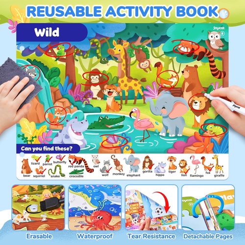 JoyCat Seek & Find Game Books - Engaging Preschool Learning Activity for Ages 3-5 | Perfect Travel Toy for Road Trips and Airplanes
