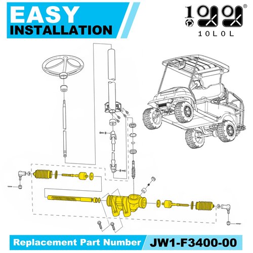 Golf Cart Steering Gear Box Assembly Fit for Yamaha Drive G29 Gas & Electric, Replaced Part JW1-F3400-00