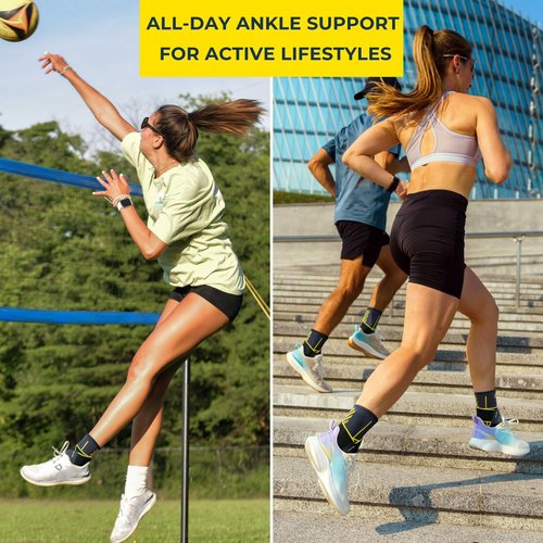 Bracoo 2 Pack Ankle Brace Compression Sleeve for Women & Men, Adjustable Ankle Support Strap for Sprained, Plantar Fasciitis, Pain Relief, Injury Recovery, Running, Workout, GYM, FS60