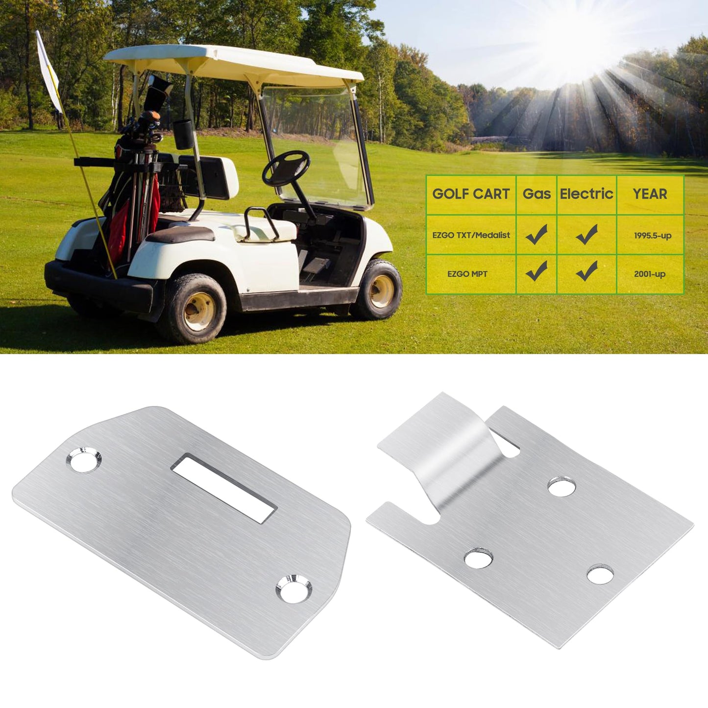 10L0L Golf Cart Seat Bottom Hinge Plate for EZGO TXT Medalist 1995.5-up, EZGO MPT Shuttle Workhorse Series 2001-up, 2 Set, OEM# 71610-G01 71610G01 71609-G01 71609G01