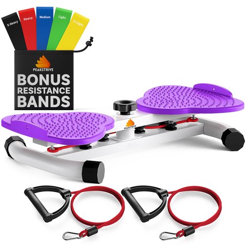 Waist Twister Machine Exercise with 5 Resistance Bands, Ab Twister Board for Weight Loss, Waist Twister with 300lbs Capacity, Noiseless and Anti-Slip - Home Gym Equipment for Women(Purple)