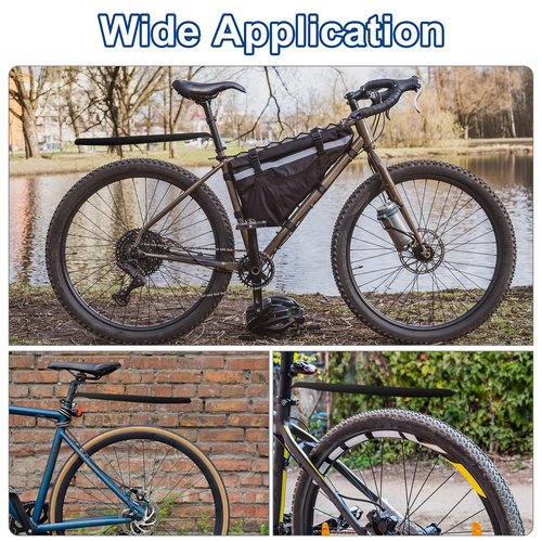 HARFINGTON 2pcs Mountain Bike Mud Guard Folding MTB Front & Rear Mud Guards with 4 Straps Lightweight Fits for Folding Bike MTB Road Bike, Black