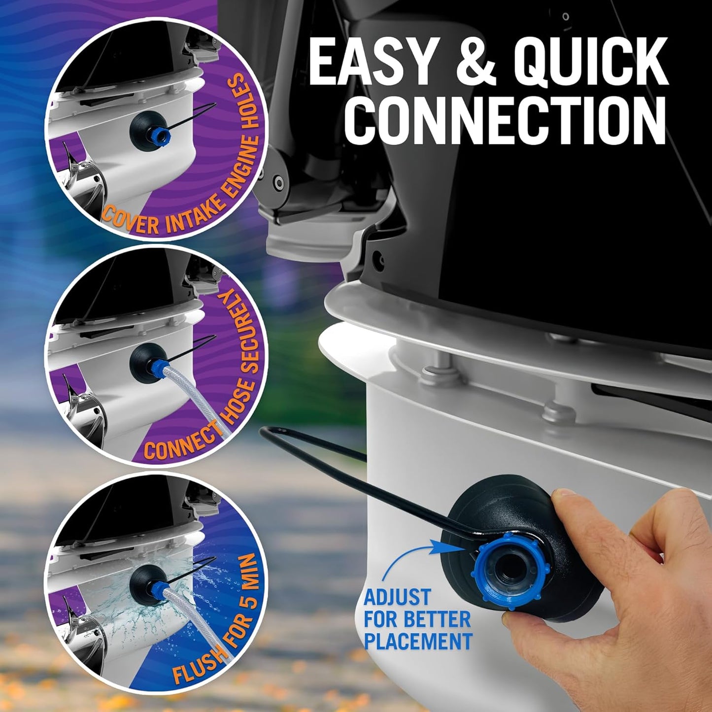 Better Boat Outboard Motor Muffs - Round Water Flusher Hose Adapter for Engine Winterizing