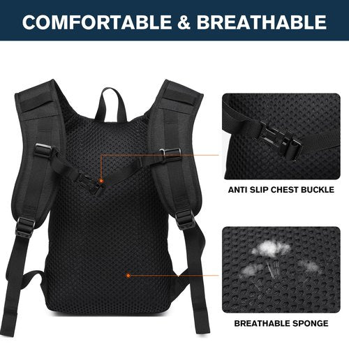 wotony Hydration Backpack with Water Bladder for Hiking Tactical Hydration Pack for Men Women Molle Water Backpack for Hiking (Black, 3L-Bladder)