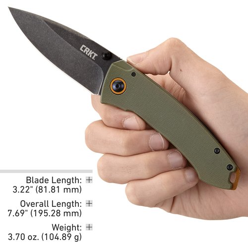 CRKT Tuna Everyday Carry EDC Pocket Folding Knife with Frame Lock: Stainless Steel Plain Edge Blade, G10 Handle, Pocket Clip, 2520