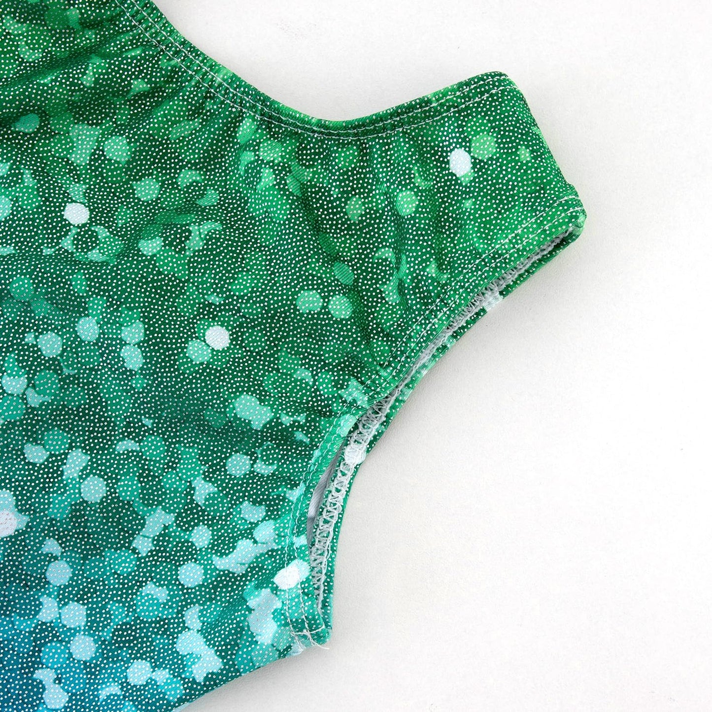 HOZIY Toddler Gymnastics Leotard with Shorts 2t Girls Unitard Tumbling Outfits Dance Biketard Clothes Shiny Sparkly Blue Green Glitter Size 1-2T