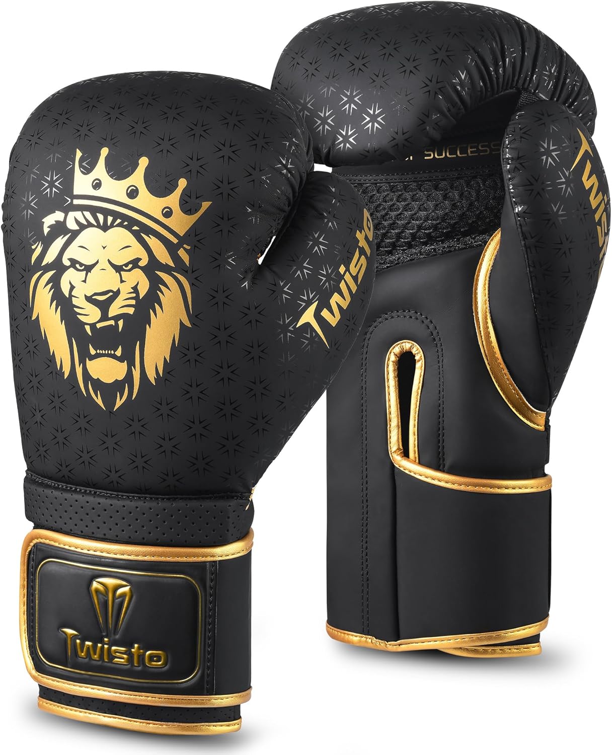 **Twisto Boxing Gloves - Pro Training & Sparring, Maya Hide Leather, Black | Available in 10oz, 12oz, 14oz, 16oz**