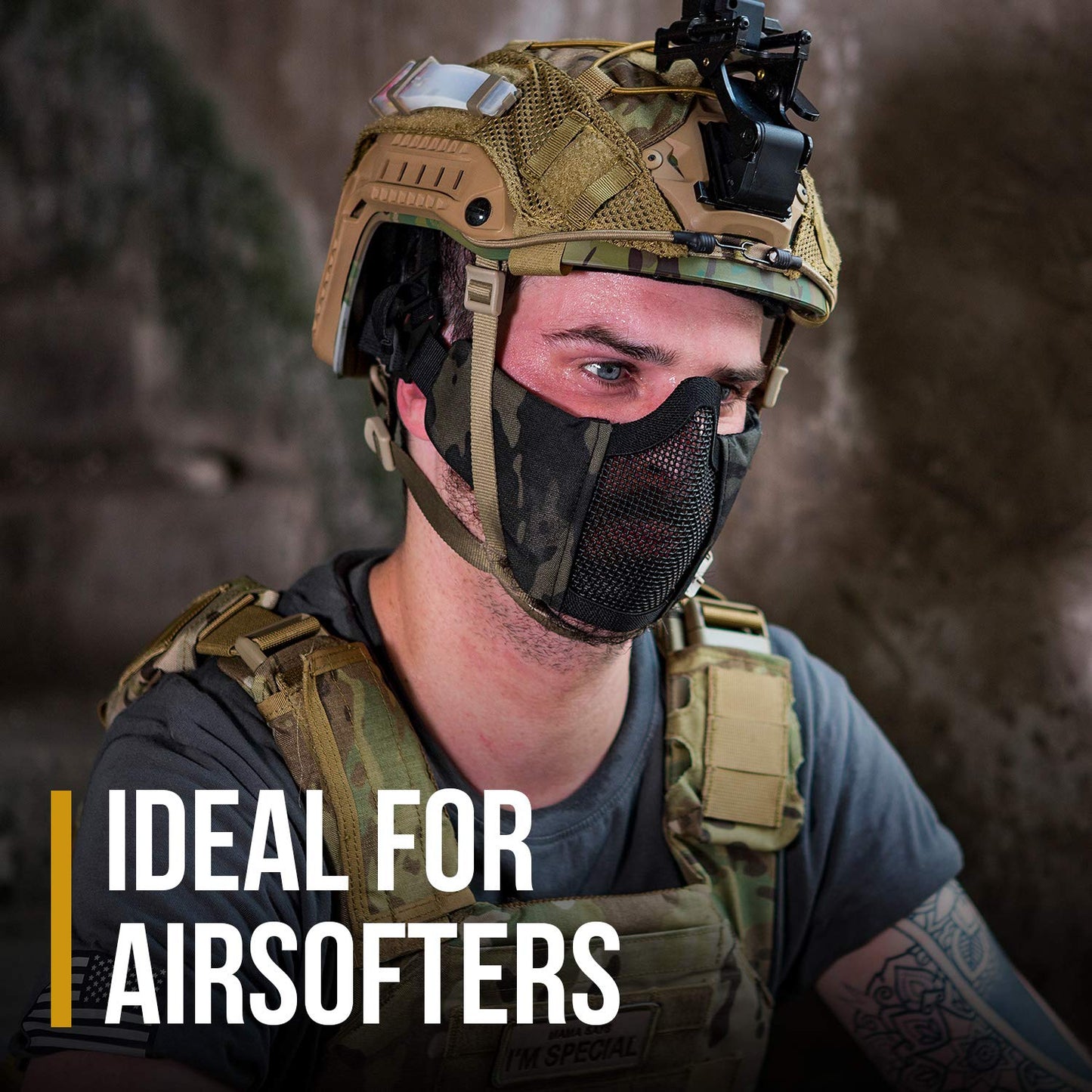 OneTigris 6" Foldable Half Face Mesh Mask Military Style Comfortable Adjustable Tactical Lower Face Protective Mask