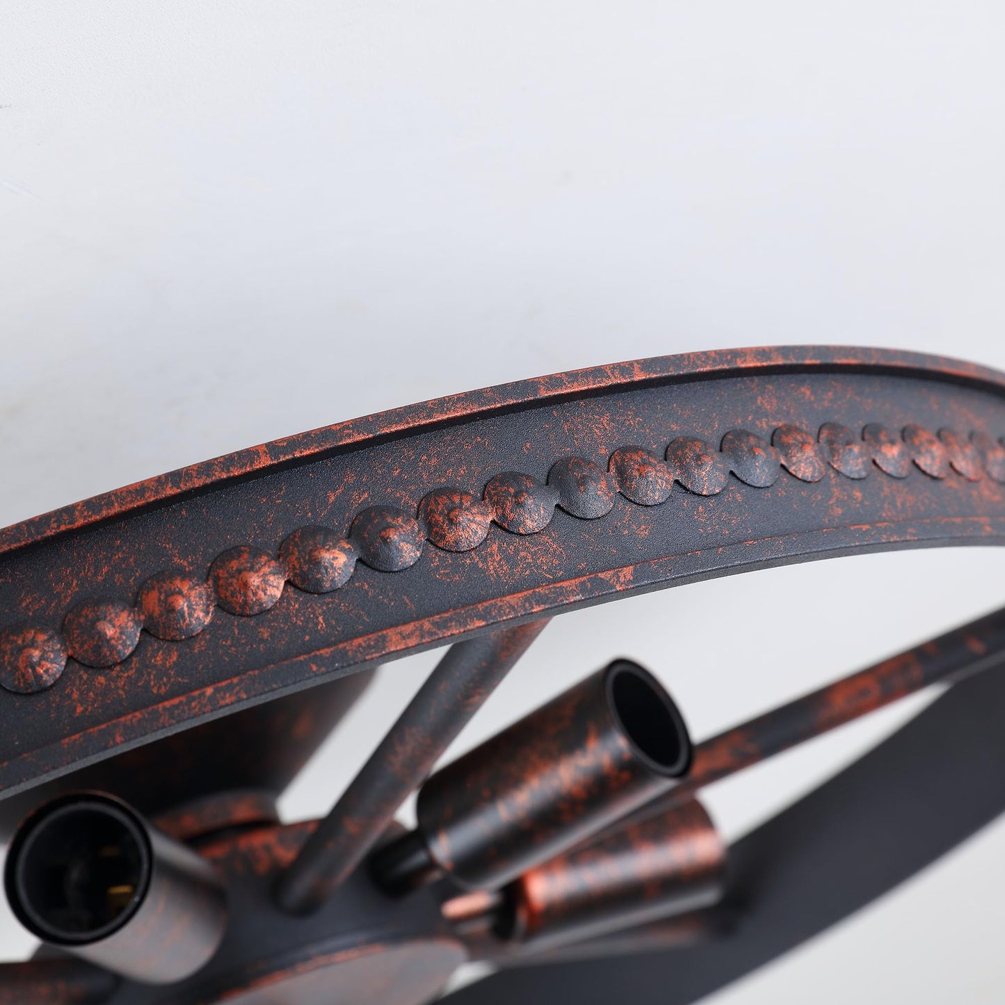 Modxian Farmhouse Round Semi Flush Mount Ceiling Light Red Rust Finish Dining Room Lighting Fixture Vintage Metal Ceiling Chandelier for Kitchen Bedroom 6 Light E12 φ18 Inches (6 Light)