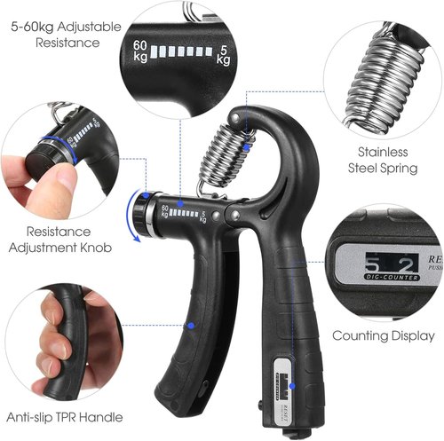 Frasser Hand Grip Strengthener - Adjustable Resistance 10Lbs-132Lbs | Non-Slip Gripper for Muscle Building & Recovery