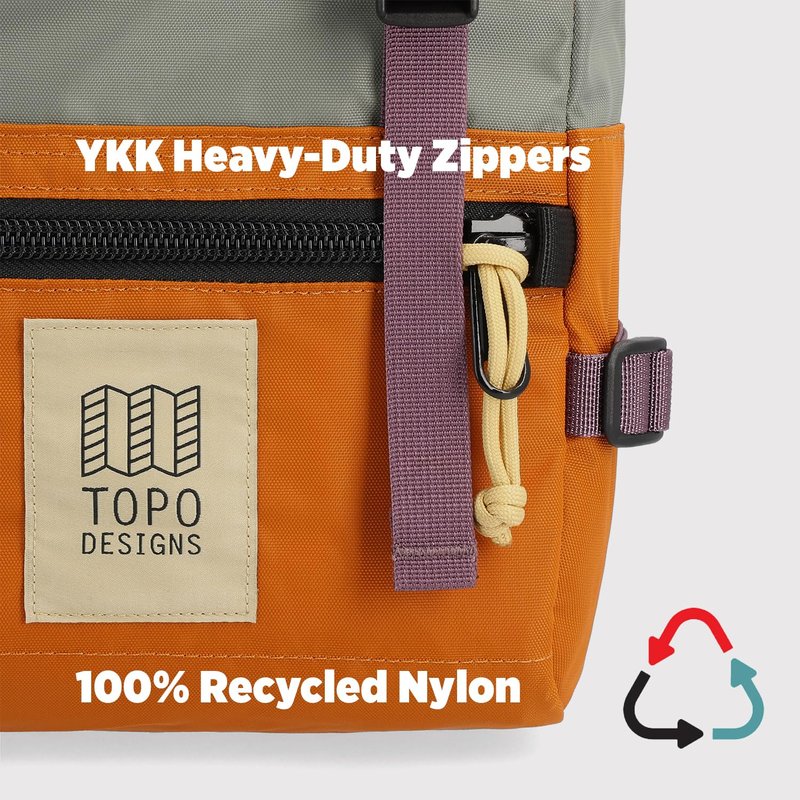 Topo Designs Rover Pack Mini - Small Sized Daypack for EDC, Day Trips, Hikes, Iconic Denver Design, Fair Trade + Bluesign (Bone White/Beetle)