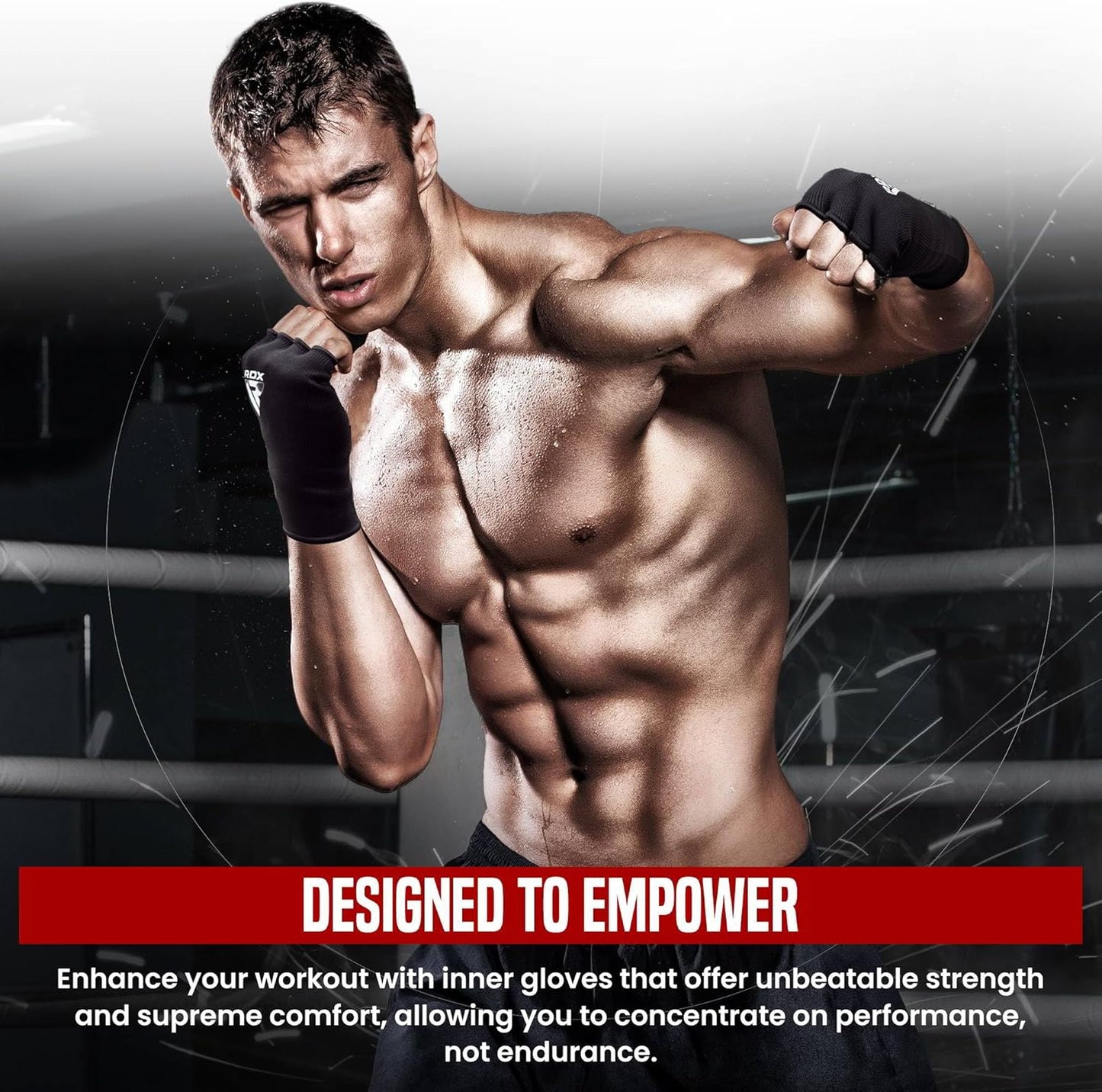 RDX Boxing Hand Wraps - Elasticated Inner Gloves for Men & Women | Fist Protection for MMA, Muay Thai, Kickboxing