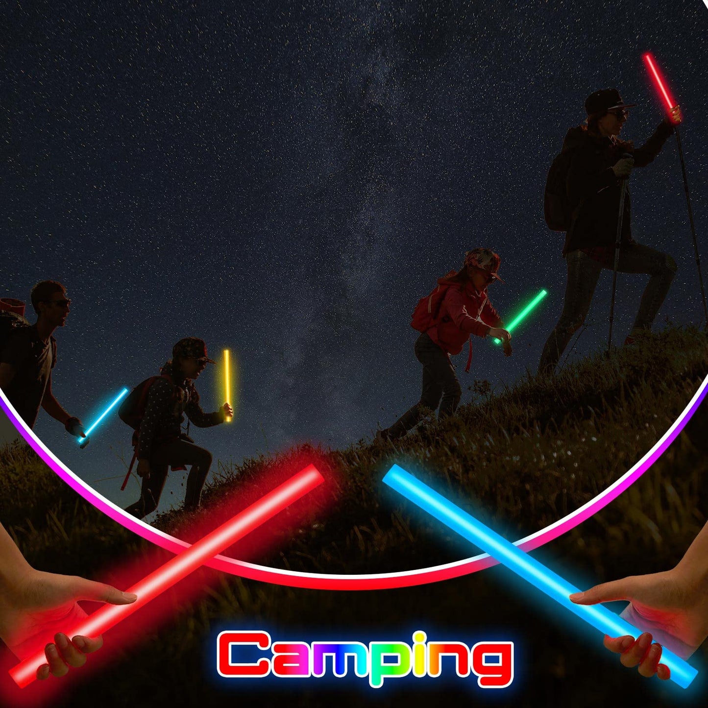 Lewtemi 5 Pcs Large Glow Sticks, 14 Inch Jumbo Light up Sticks Holiday Colorful Sticks Emergency Glow in The Dark Party Supplies for Camping, Halloween, New Year (Red, Orange, Yellow, Green, Blue)