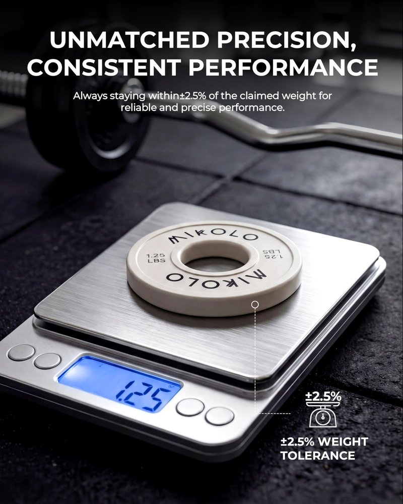 Mikolo Change Weight Plates 1.25LB 2.5LB 5LB Set Fractional Plates Set Bumper Plates for Cross Training Fit 2 Inch Barbells Strength Training Weight Plates (5LB/2.5LB/1.25LB)