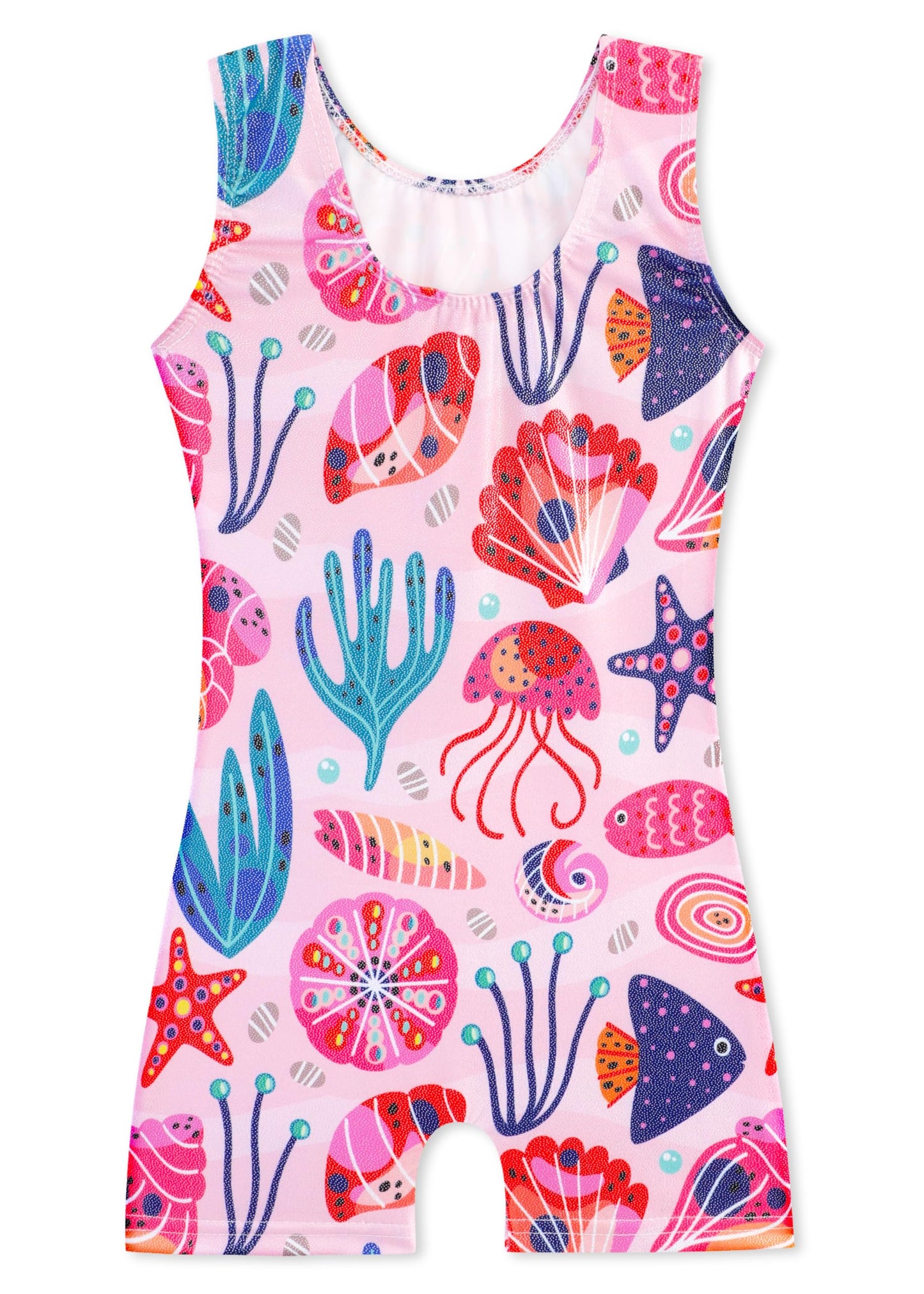 HOZIY Leotards for Toddler Girls Gymnastics 5t 4t Kids Orange Colorful Shell Seaweed Starfish Octupus Sea Underwater World Gymnastic Biketard Outfit Clothing Sparkle