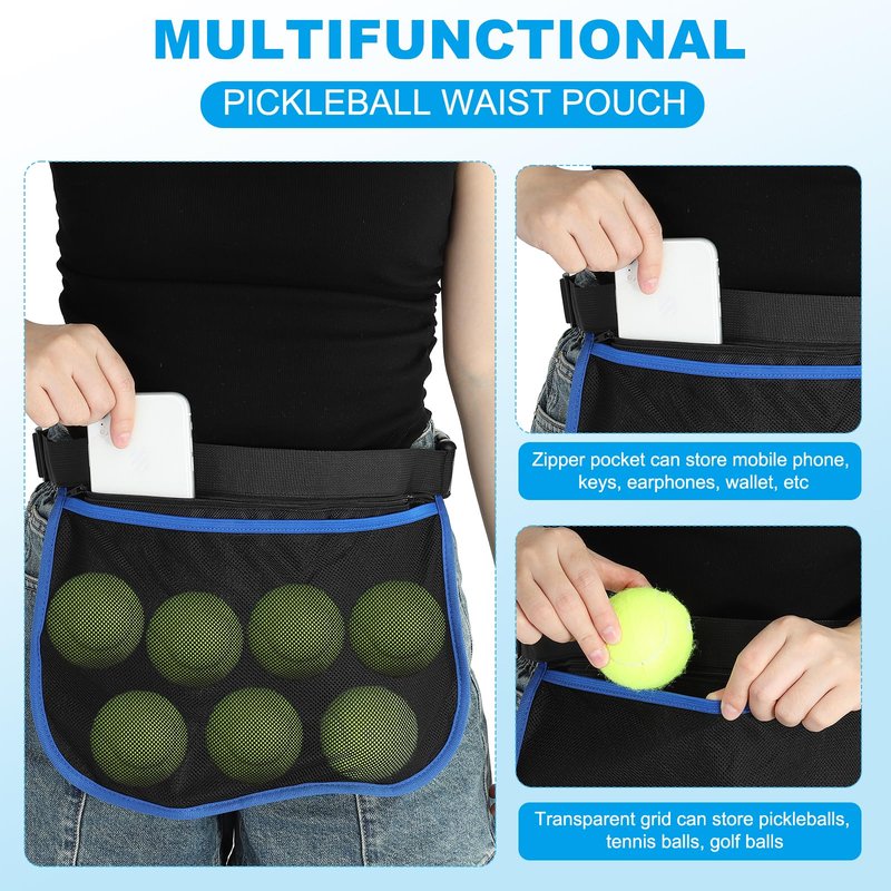 PATIKIL Tennis Ball Band Holder, Adjustable Pickleball Waist Pouch Ball Holder Waist Bag for Holding 8 Pickleball or Tennis Balls, Fluorescent Green (NO Balls)