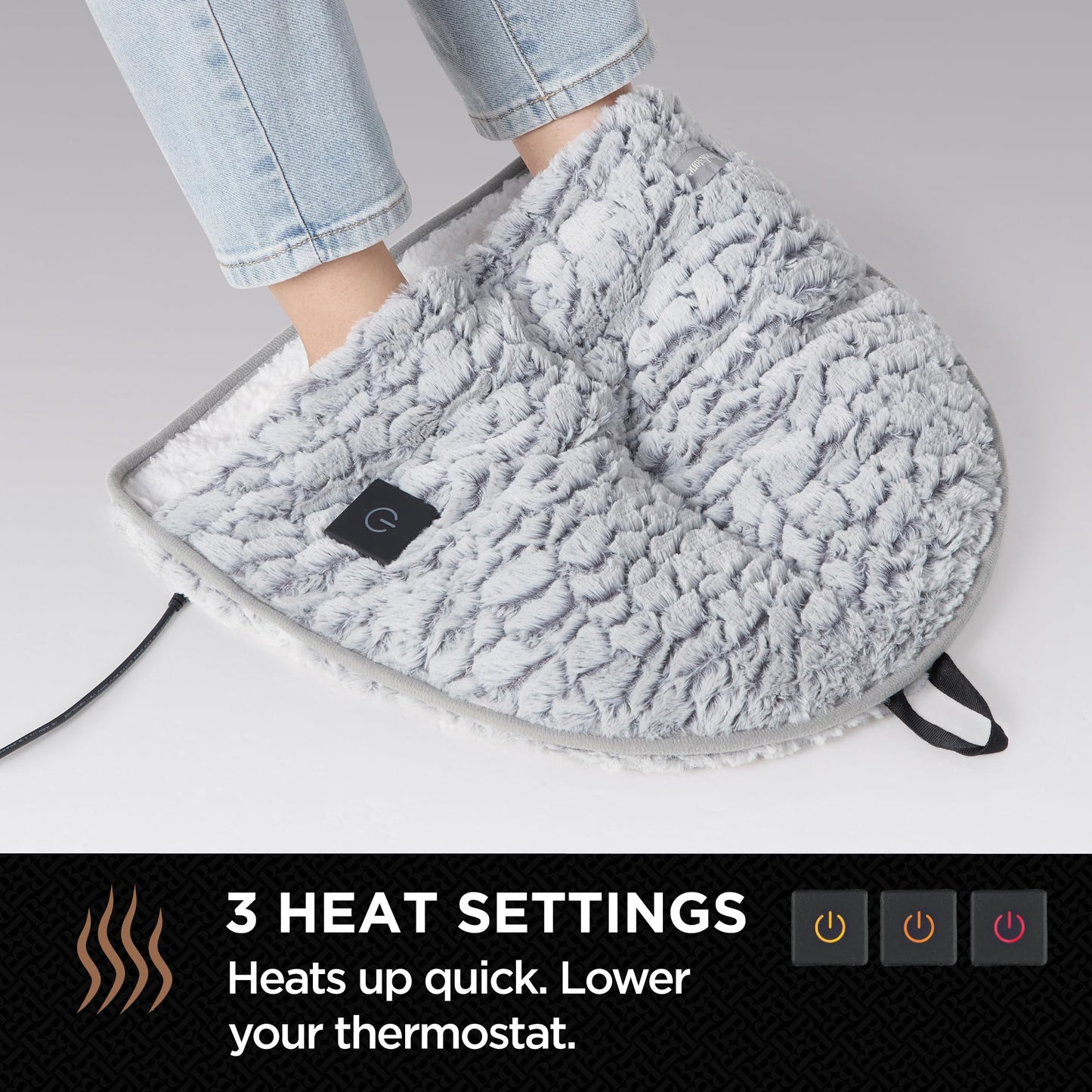Brookstone Electric Foot Warmer | Ultimate Relaxation with 4 Adjustable Settings for Custom Warmth | Soft Sherpa-Lined for Supreme Comfort | Feet Heater for Sofa, Desk or Anywhere | 100% Polyester