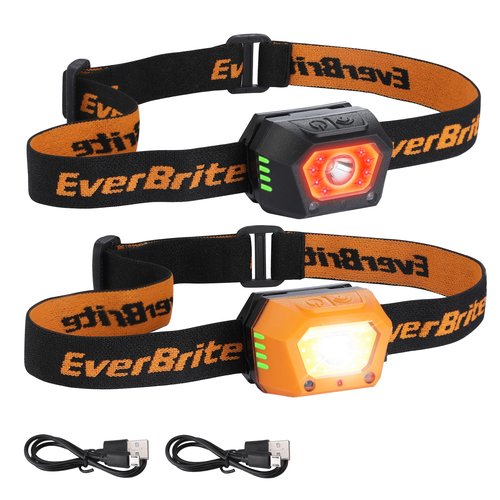 EverBrite 2-Pack Headlamp, Rechargeable LED Waterproof Headlight, USB Powered Head Lamp with Motion Sensor & Zoom, Ideal for Emergencies, Camping, and Outdoor Adventures
