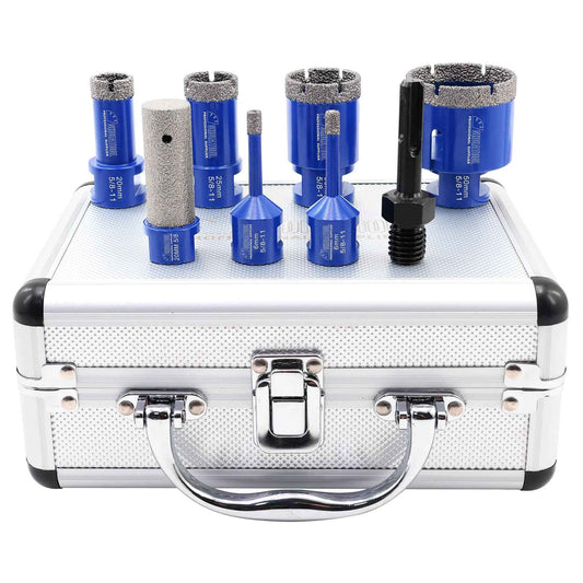 SHDIATOOL Diamond Core Drilling Bits Set for Porcelain Hole Saw Cutter for Tile Marble Ceramic Granite Kit 5/8-inch-11 8pieces
