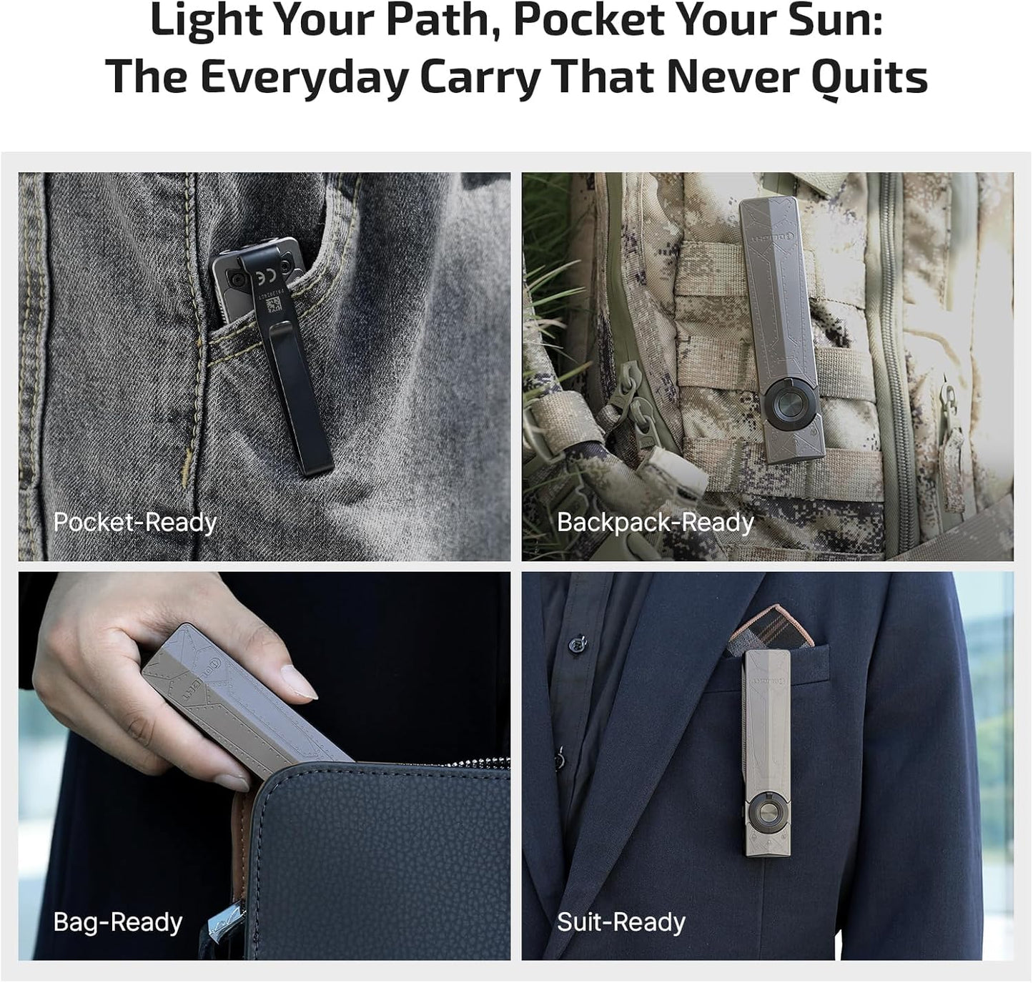 OLIGHT ArkPro EDC Flashlight - Rechargeable 1500 Lumens with Green Beam, UV & White LED | Compact Camping Light