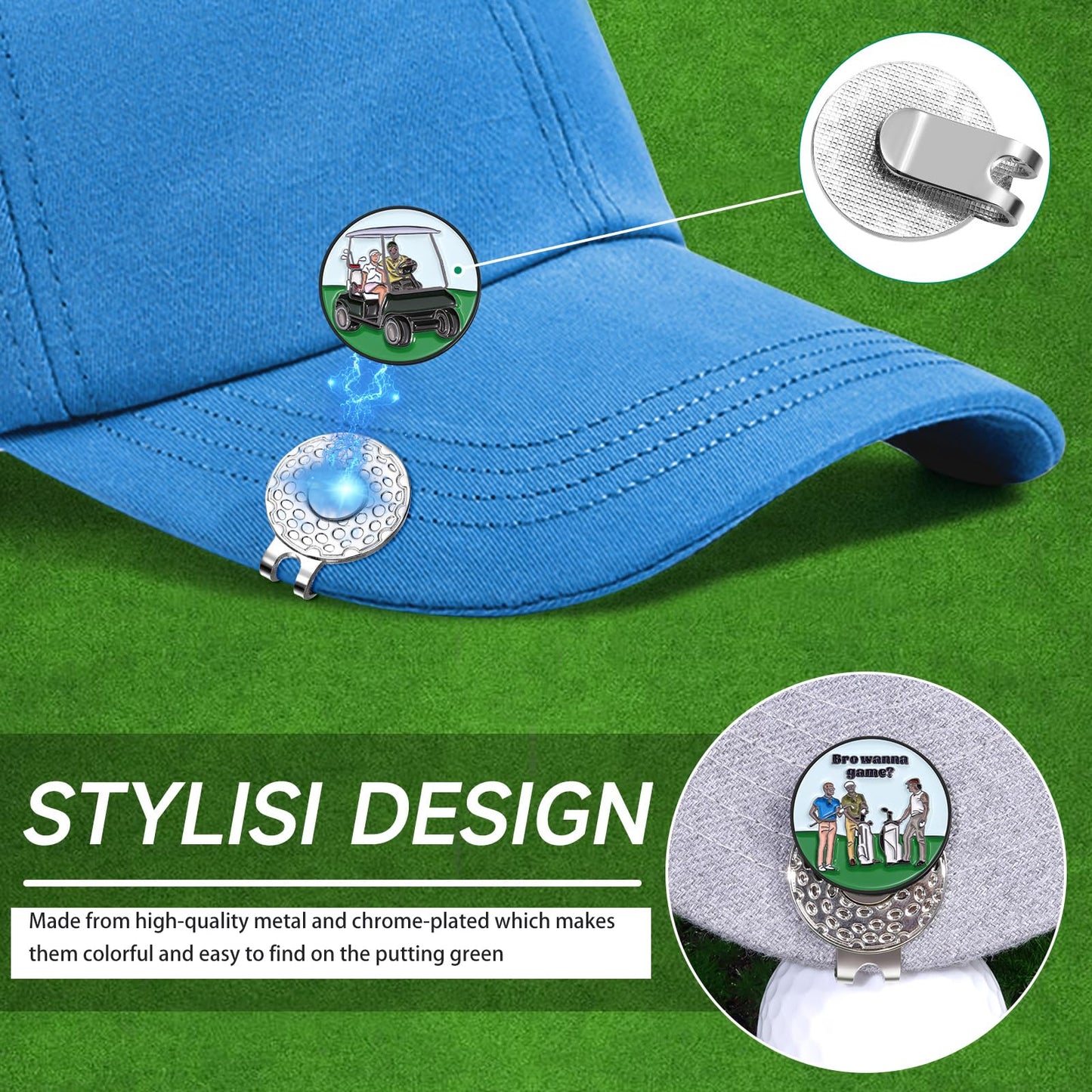 Jecten Funny Ball Marker Hat Clip, Magnetic Enamel Golf Ball Markers for Putting Green, Golf Ball Marker with Magnetic Hat Clip, Unique Gift for Golf Lovers