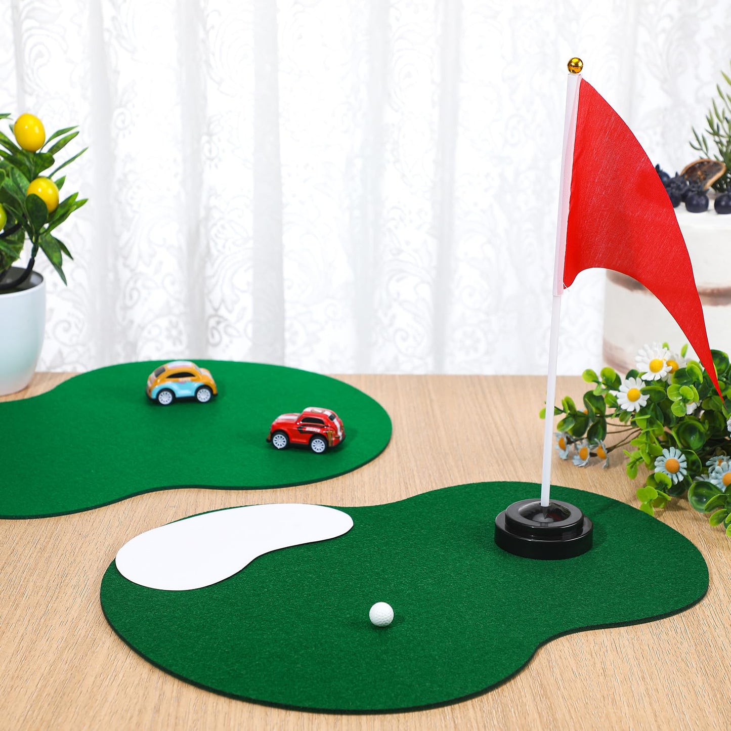 Tinideya 4 Set Golf Party Centerpieces Table Decorations with Ball Sand Trap Red Flag Plastic Flag Stand for Golf Themed Birthday Baby Shower Party Supplies