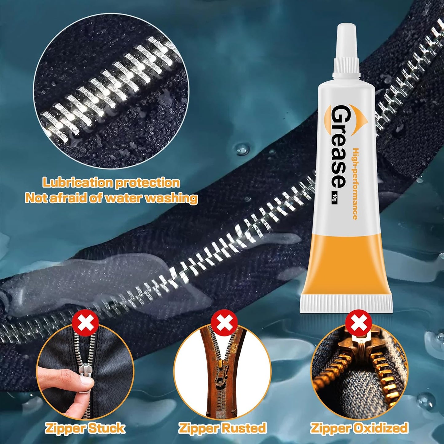 Skiennix Zipper Lubricant - 5 Pack Instant Waterproof Grease for Metal & Plastic | Long-Lasting Zip Care